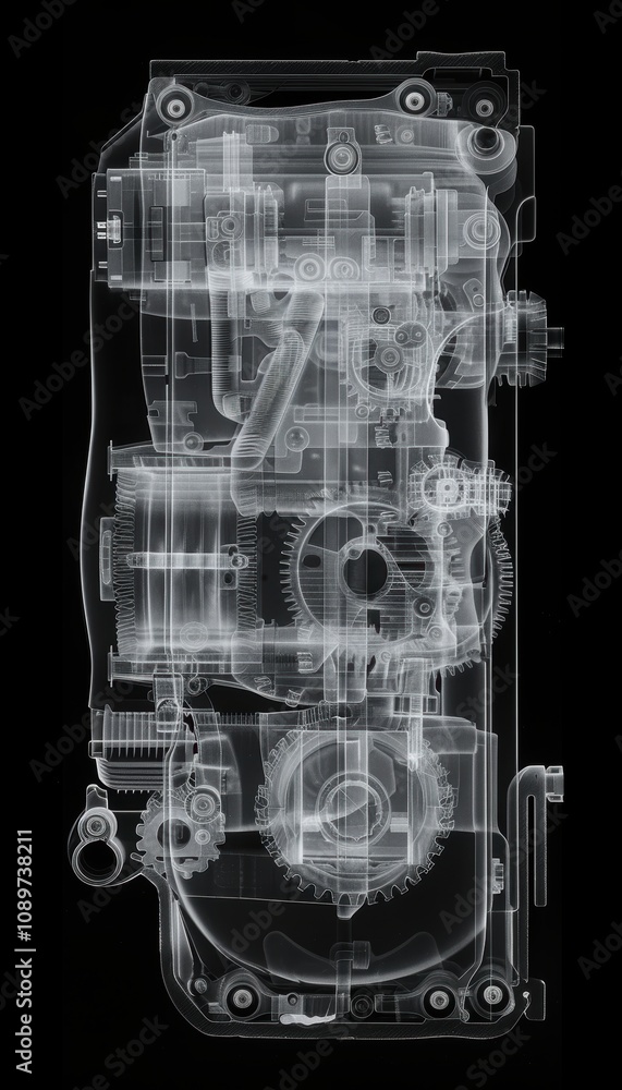 Aufkleber high-resolution x-ray of gearbox mechanisms for engineering analysis and design