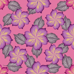 Fototapeta premium Multicolor tone solid abstract small chrysanthemum flower and big hibiscus with dark tosca color background, all over illustration digital image