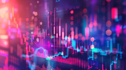 Fototapeta premium Stock Market Graph with Colorful Bar Lines and Data Glow
