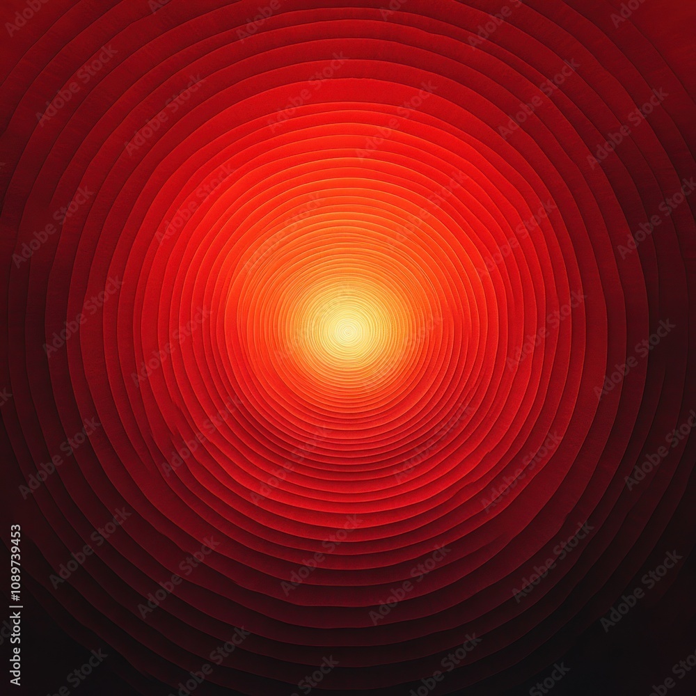 Poster Red Concentric Circles Light Source Center