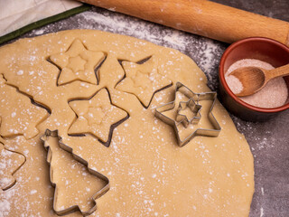 baking christmas cookies. dough for christmas cookies