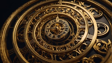 Obraz premium Intricate golden astronomical clock design 