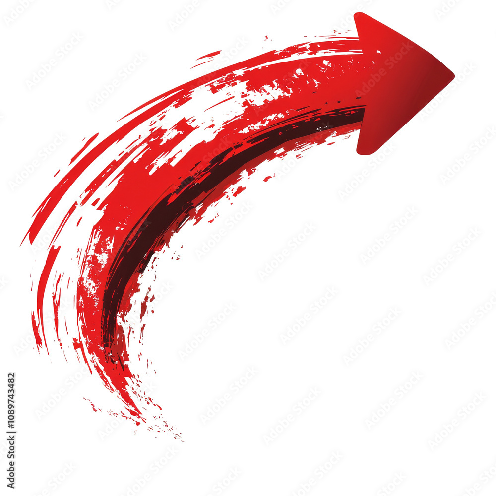 Poster dynamic red arrow with brushstroke effect
