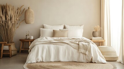 Beautiful Colored Mockup Bedroom Interior Blank Poster Decoration Art Background Image, generative AI