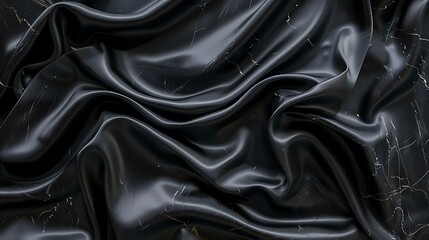 Fototapeta premium A close-up of a smooth, black fabric with subtle marble-like patterns, showcasing texture and elegance.