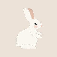 Obraz premium Coelho branco simples e fofo isolado - Ilustração para design