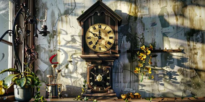 Cuckoo clock on the wall, 4K Video
