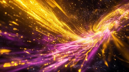 Fototapeta premium A dynamic scene of bright yellow and purple streaks