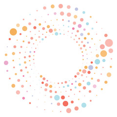 Colorful halftone round element, twister, halftone circular texture with dots, radial halftone tornado