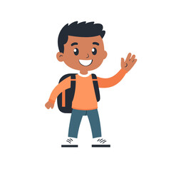 vector boy with briefcase on white background .Generative AI