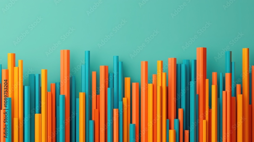 Aufkleber data seo and engagement concept. a vibrant array of colorful vertical bars in orange, blue, and turq