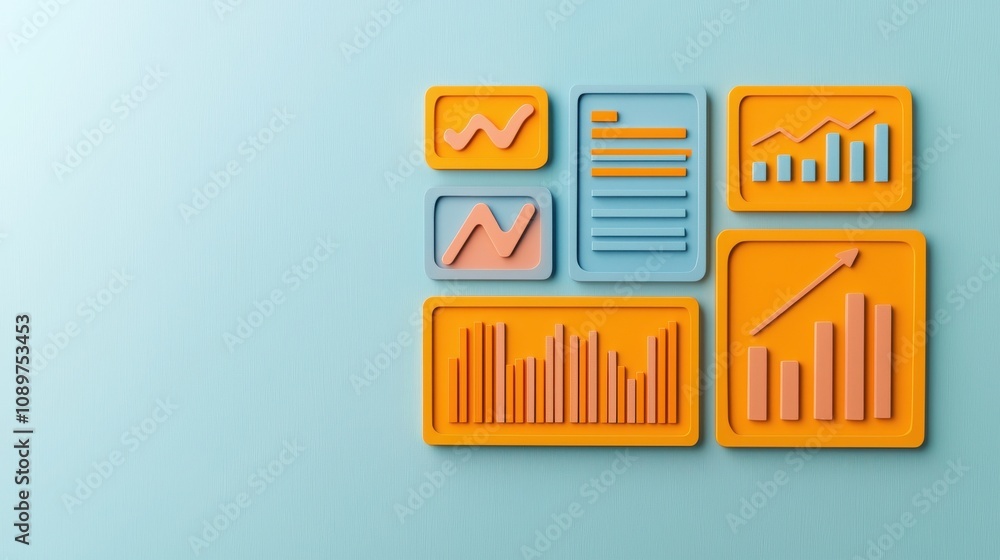 Aufkleber data seo and engagement concept. colorful graphs and charts displayed on a light blue background, re