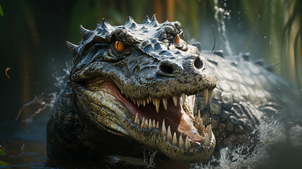 Obraz premium A large alligator in water with open mouth