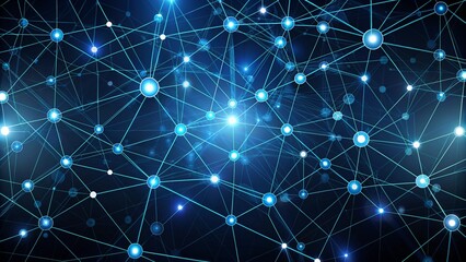 Fototapeta premium A high-tech connected dots pattern in a futuristic design, featuring glowing dots connected by thin lines over a dark background, symbolizing digital networks