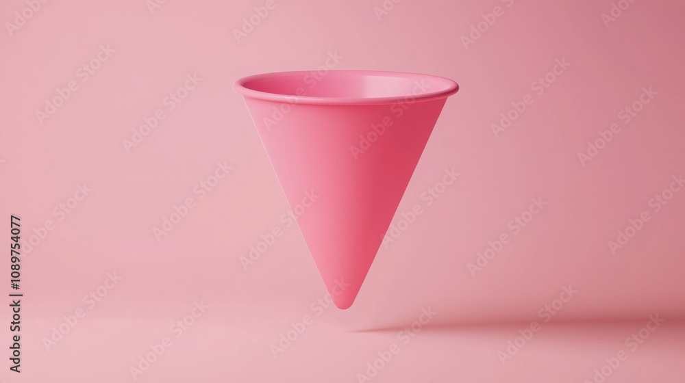Aufkleber data seo and engagement concept. a minimalistic pink cone-shaped object floats against a soft pink b