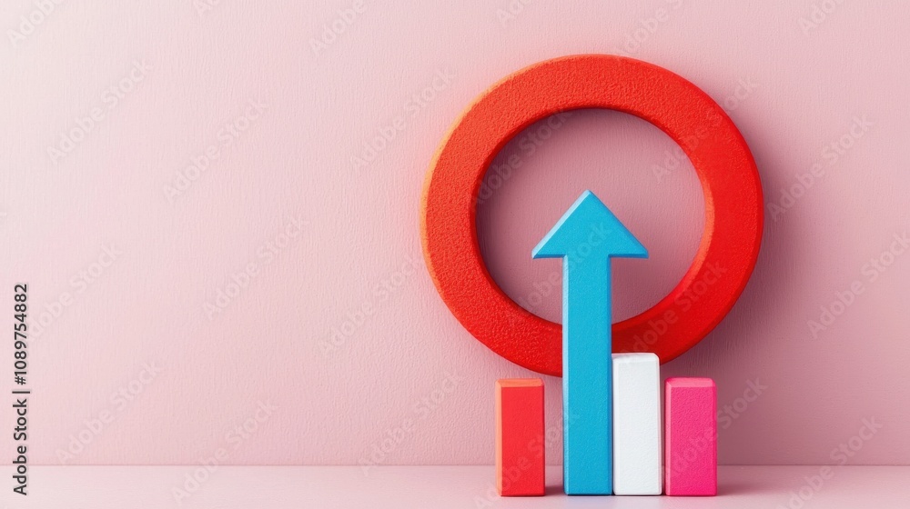 Poster data seo and engagement concept. a colorful representation of growth, featuring an upward arrow and 