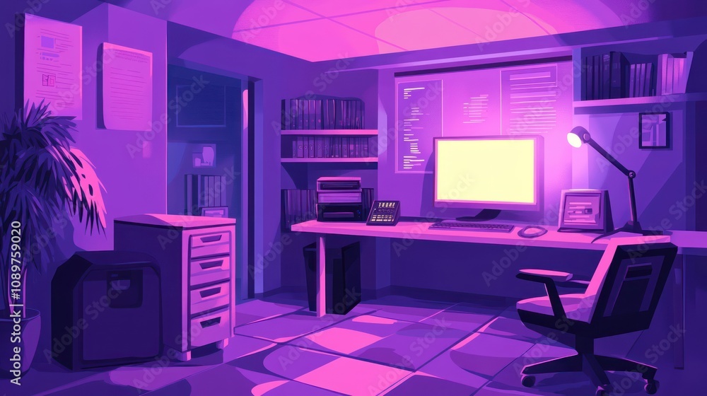 Aufkleber Neon Lit Nighttime Programmer Workspace Setup