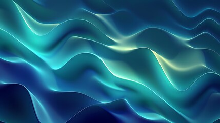 Obraz premium A dynamic abstract background featuring glowing waves of light in a gradient of blues and greens