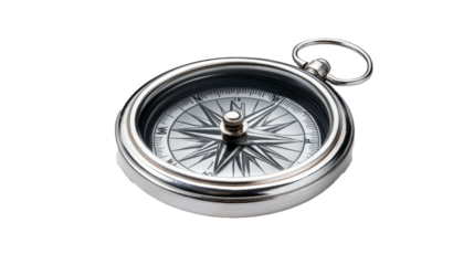 Silver compass isolated on white background