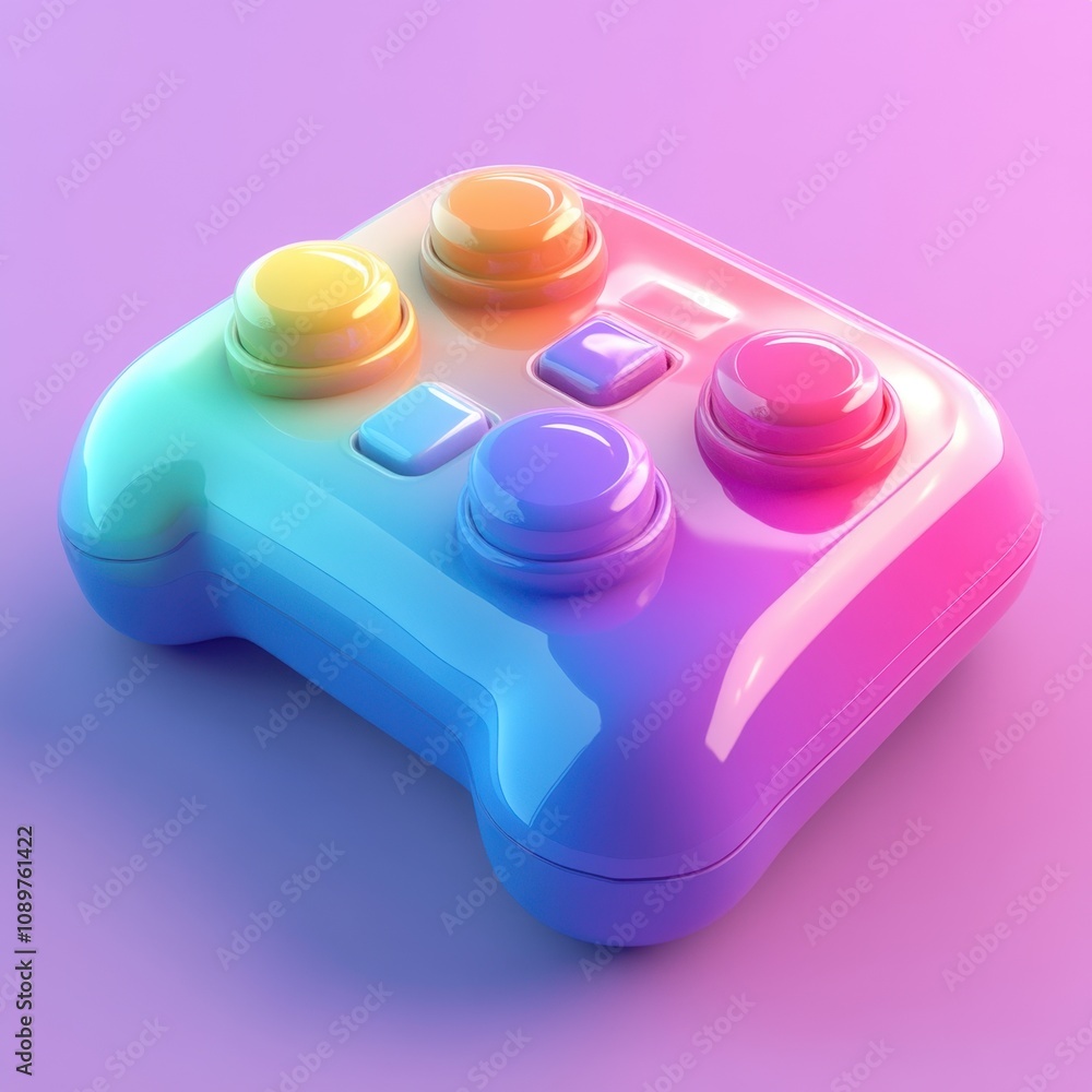 Poster Vibrant and Colorful Game Controller on Gradient Background