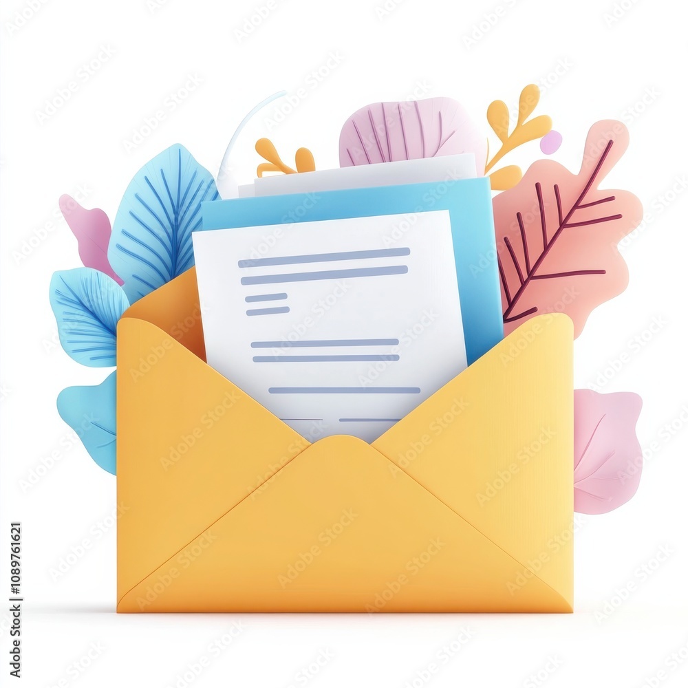 Poster envelope with visible documents on clean white background