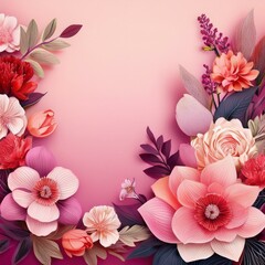 Obraz premium Background design of flowers; beautifully arranged bouquet in pink tones