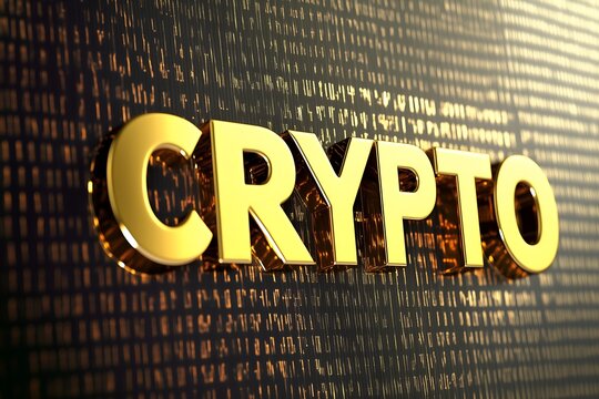Gold Text Crypto, 3D letters rendering