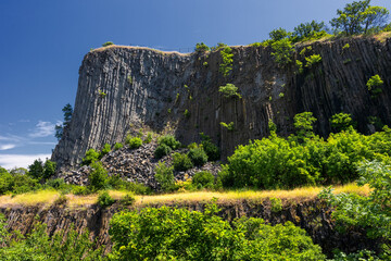 Basalt columns natural volcanic rock formation in Hungary