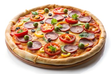 pizza with salami and olives