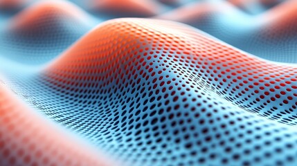 Textured surfaces ripple with blue and red hues, evoking a sense of movement and depth