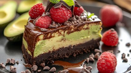 Visually Stunning Avocado Chocolate Cheesecake Captured in Natural Light: A Perfect Dessert for Social Media