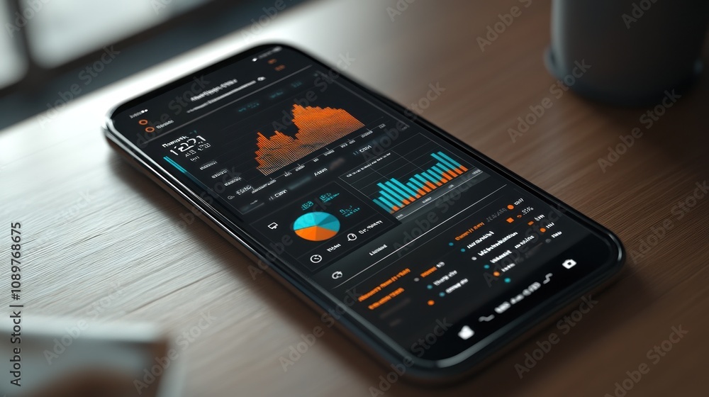 Poster Smartphone Displaying Financial Data And Graphs