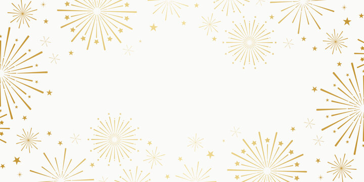 Gradient gold fireworks vector sunburst frame design, elegant holiday celebration, greeting or invitation design, transparent