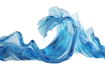 Abstract blue 3D wave isolated on transparent background