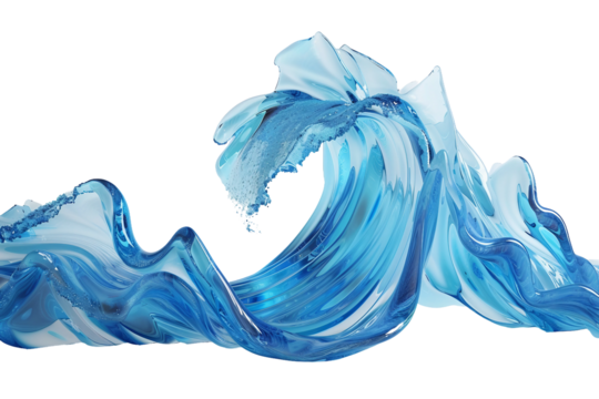 Abstract blue 3D wave isolated on transparent background