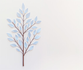 Obraz premium Paper leaves tree design with soft blue foliage on a clean background with copy space