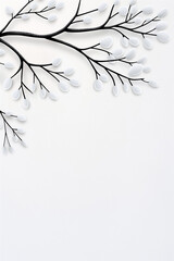 Fototapeta premium Chic winter branch design with white leaves on a minimalist background