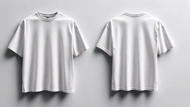 Blank white oversize t-shirt mockup, front and back view Video