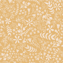 Estampa floral laranja fruta boho sem emenda amarelo