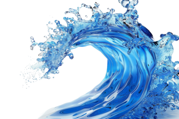 Curved blue 3D wave isolated on transparent background