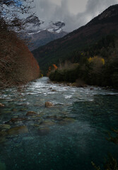 mountain river in winter
