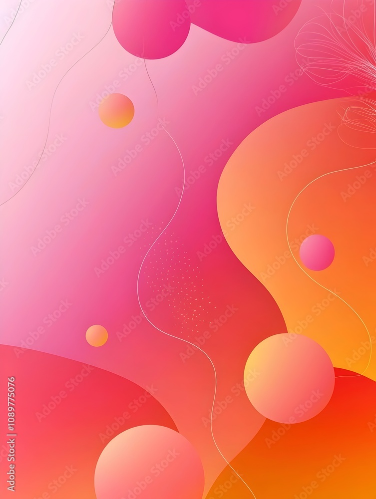 Poster a vibrant abstract background featuring swirling pink and orange gradients with circular shapes, cre