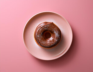 brown donut with powder on a plate
