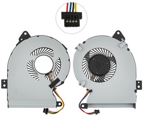 Fan, active cooling system, laptop spare part, on white background in insulation