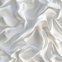Obraz premium Three-Dimensional Abstract Textile Wallpaper with Wavy Layers of Crumpled White Fabric