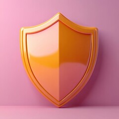 Vibrant Orange Shield on a Pink Background