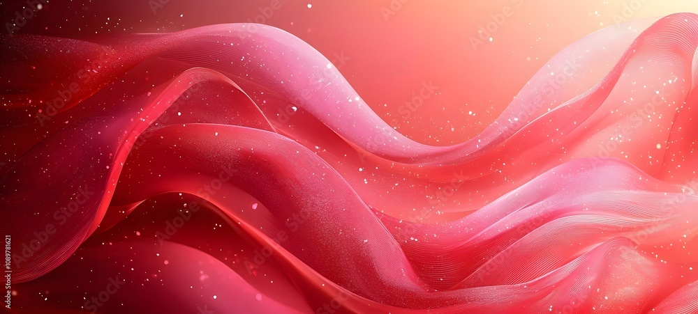 Poster an elegant swirl of translucent pink fabric dances through a warm gradient, creating a dreamy atmosp