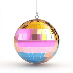 Fototapeta premium Disco Ball Reflecting Colorful Lights for a Festive Party Theme