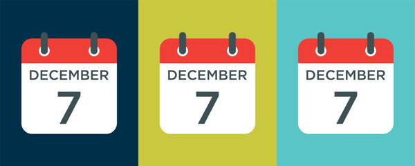 calendar - December 7 icon illustration isolated vector sign symbol