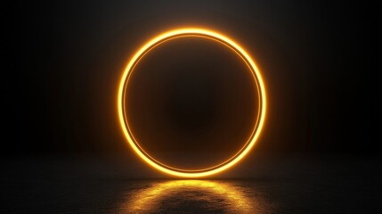 Glowing orange neon circle on dark background.